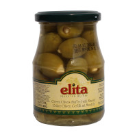 Oliven grün gefüllt mit Mandeln (370g Glas) Elita