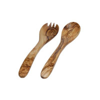 Olivenholz Salatbesteck rund ca. 25 cm