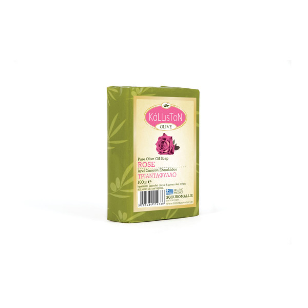 Traditional Olivenöl Seife Rose 100 gr. Stück von Kalliston