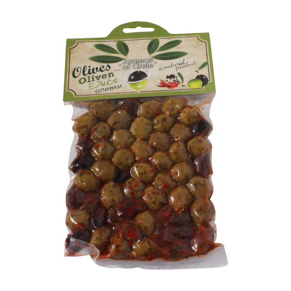 Oliven MIX gewürzt Kreta 225g Beutel von Aromas of Crete