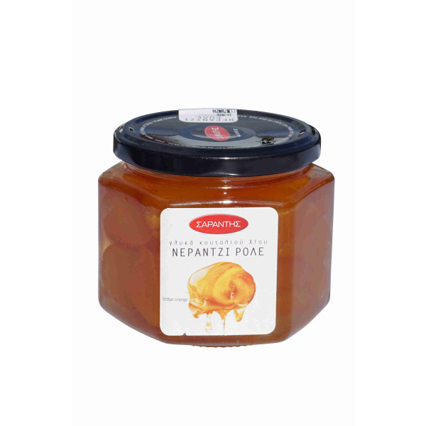 Orangenschalen eingelegt in Sirup 453g Glas Sarantis