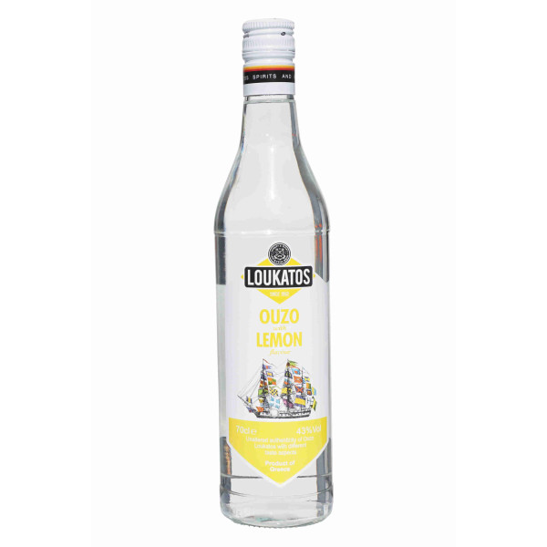 OUZO mit Zitrone 43% 700ml Flasche von LOUKATOS