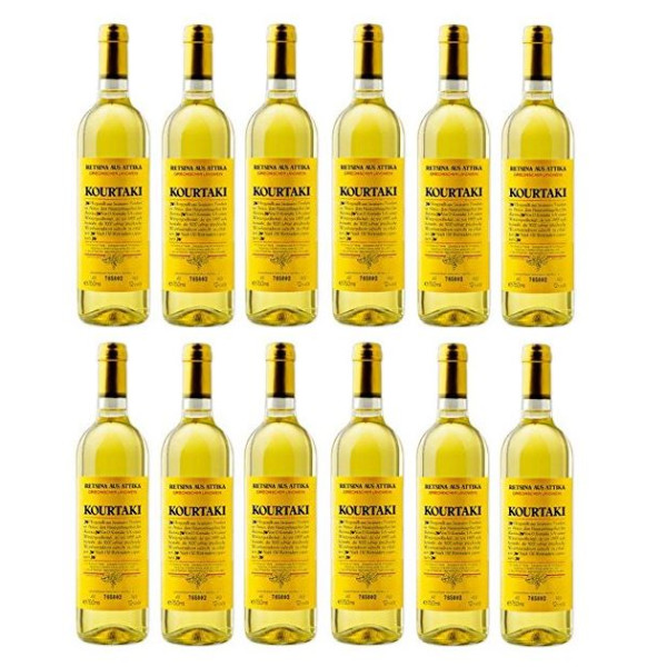 12x Retsina gehartzter Weißwein je 750ml Flasche von Kourtaki