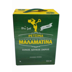 Malamatina Retsina gehartzer Weißwein 11% 3 Liter...