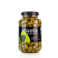 Grüne griechische XL Chalkidiki Oliven Extra Large im PET-Fass 1 KG von Elia-Elia