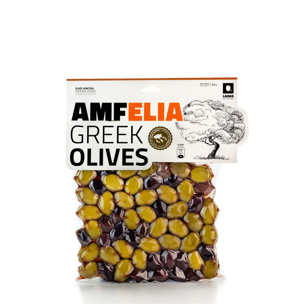 Gemischte griechische Cocktail Oliven vakuumiert (350 g) von Amfelia