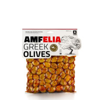 Grüne, scharfe griechische Chalkidiki Oliven vakuumiert (350 g) von Amfelia