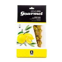 Griechische, grüne, mit Zitrone marinierte Chalkidiki Oliven vakuumiert (250 g) Oliven Mix Gourmet