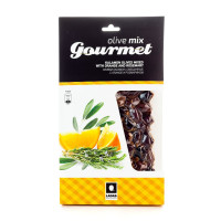 Mit Orange und Rosmarin marinierte, griechische Kalamata Oliven, vakuumiert (250 g) Oliven Mix Gourmet