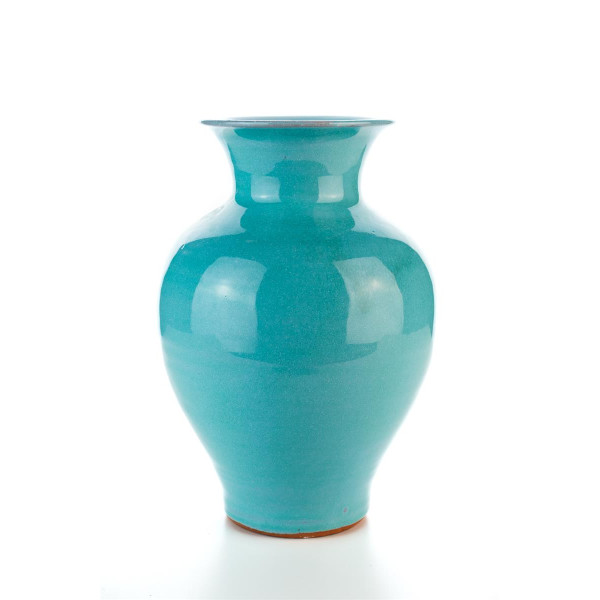 Handgemachte kleine Keramik-Vase Türkis von Kreta