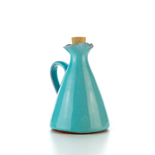 Hydria Original handgemachte Keramik Olivenöl Kanne klein von Kreta - türkis