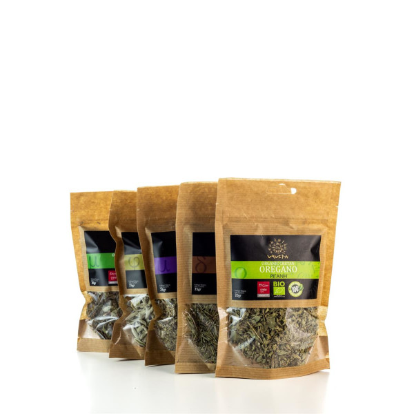 BIO Kräuter im Set, 5 Beutel (125g) von der Insel Kreta von v4vita