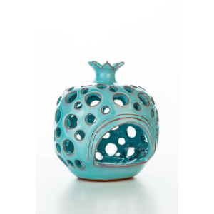 Hydria Original handgemachter Granatapfel Teelichthalter mittel von Kreta - türkis
