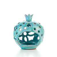 Hydria Original handgemachter Granatapfel Teelichthalter mittel von Kreta - türkis