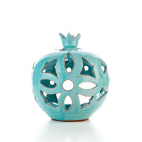 Hydria Original handgemachter Granatapfel Teelichthalter mittel von Kreta - türkis
