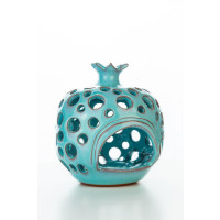 Hydria Original handgemachter Granatapfel Teelichthalter mittel von Kreta - türkis