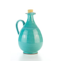 Hydria Original handgemachte Keramik Olivenöl Kanne Oval von Kreta - türkis