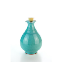 Hydria Original handgemachte Keramik Olivenöl Kanne Oval klein von Kreta - türkis h= ca. 11,5 cm