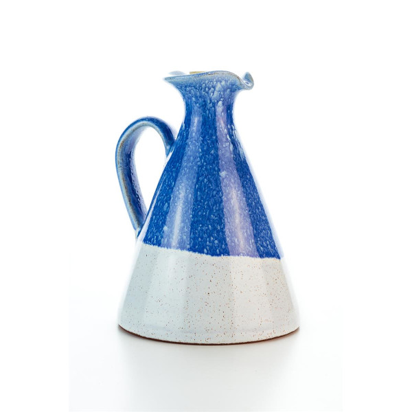 Hydria Original handgemachte Keramik Olivenöl Kanne klein von Kreta - blau weiß