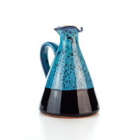 Hydria Original handgemachte Keramik Olivenöl Kanne klein von Kreta - schwarz blau