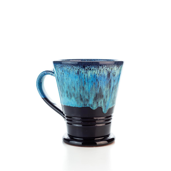 Hydria Original handgemachte Keramik Tasse Trapez von Kreta - schwarz blau