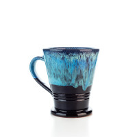 Hydria Original handgemachte Keramik Tasse Trapez von Kreta - schwarz blau