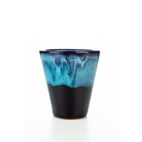 Hydria Original handgemachter Keramik Wein Becher von Kreta - schwarz blau
