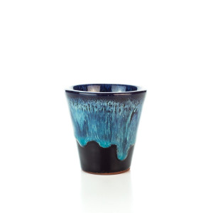 Hydria Original handgemachter Keramik Raki Becher von Kreta - schwarz blau