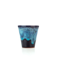 Hydria Original handgemachter Keramik Raki Becher von Kreta - schwarz blau