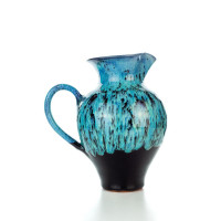 Hydria Original handgemachte Keramik Kanne von Kreta klein - schwarz blau