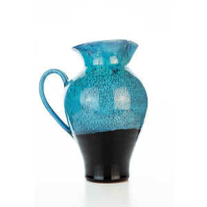 Hydria Original handgemachte Keramik Kanne von Kreta groß - schwarz blau