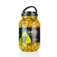 Elia-Elia Chalkidiki grüne entkernte Oliven Extra Jumbo im Kunststoff-Fass (Pet 2 KG)