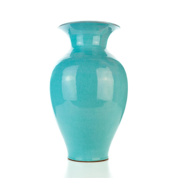 Handgemachte kleine Keramik-Vase Türkis von Kreta
