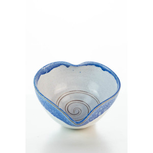 Hydria Original handgemachte Herz Schale mittel von Kreta - blau weiß