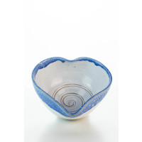 Hydria Original handgemachte Herz Schale mittel von Kreta - blau weiß