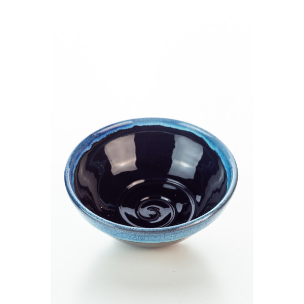 Hydria Original handgemachte Schale mini (11 cm)  mit Spirale von Kreta - schwarz blau