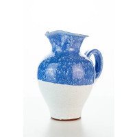 Hydria Original handgemachte Keramik Kanne von Kreta klein - weiß blau