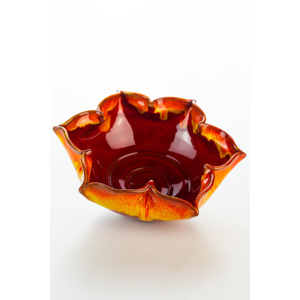 Hydria Original handgemachte Schale Blume Groß von Kreta - rot