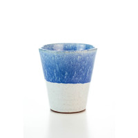 Hydria Original handgemachter Keramik Wein Becher von Kreta - weiß blau