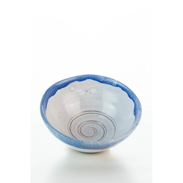 Hydria Original handgemachte Schale XXS Spirale (9,5 cm) von Kreta - blau weiß