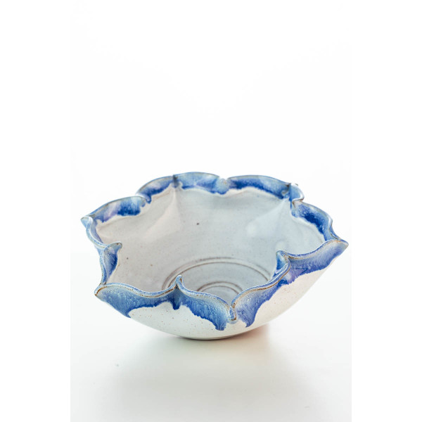 Hydria Original handgemachte Schale Blume Groß von Kreta - blau weiß