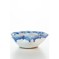 Hydria Original handgemachte Schale Blume Groß von Kreta - blau weiß
