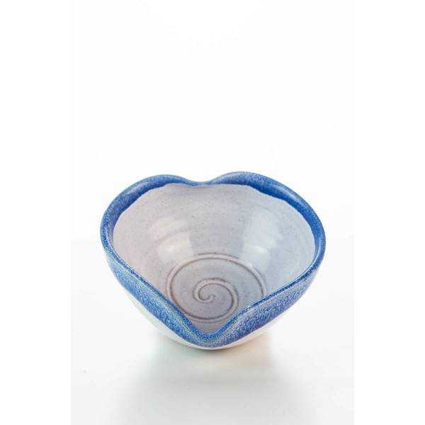 Hydria Original handgemachte Schale Herz Mini von Kreta - blau weiß