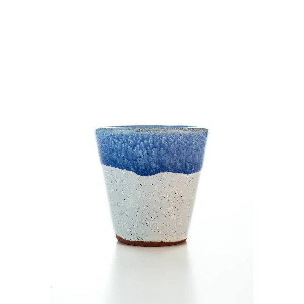 Hydria Original handgemachter Keramik Raki Becher von Kreta - blau weiß