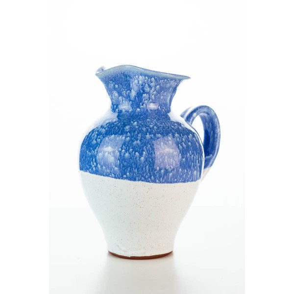 Hydria Original handgemachte Keramik Kanne von Kreta mittel - weiß blau