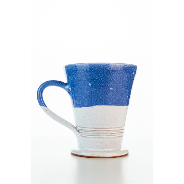 Hydria Original handgemachte Keramik Tasse Trapez XXL von Kreta - blau weiß