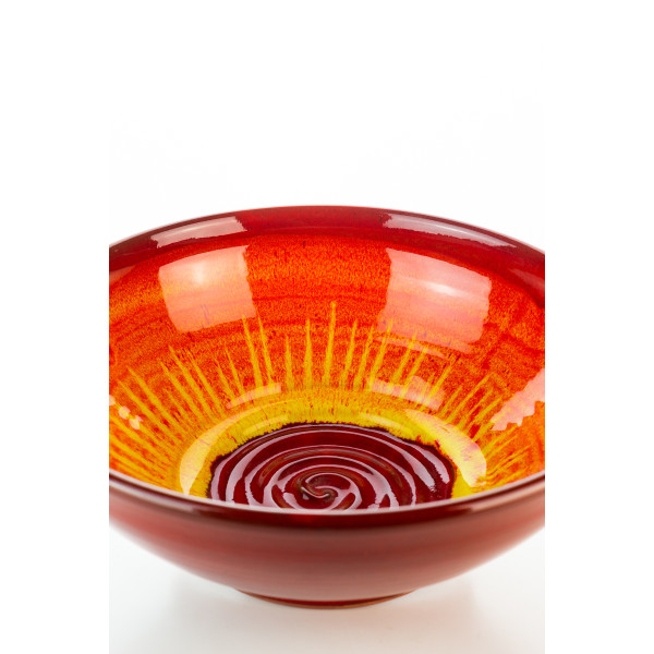 Hydria Original handgemachte Schale Nr. 3 mit Spirale (27 cm) von Kreta - orange rot