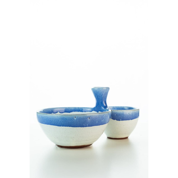 Hydria Original handgemachte Schale für Oliven von Kreta - blau weiß