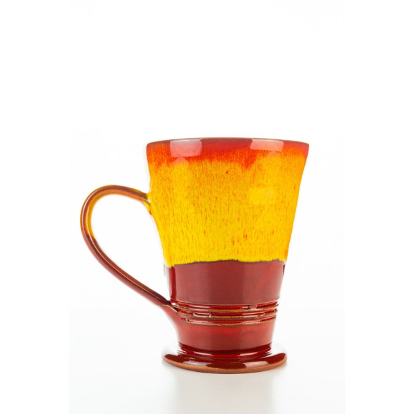 Hydria Original handgemachte Keramik Tasse Trapez XXL von Kreta - orange rot