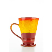 Hydria Original handgemachte Keramik Tasse Trapez XXL von Kreta - orange rot
